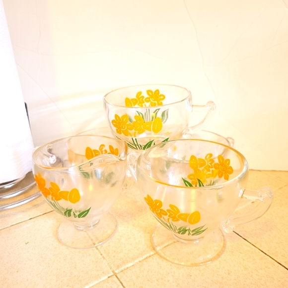Vintage Floral Glass Creamer & Sugar Bartlett Collins Set (5 Pc)- Mid Ce… - Picture 1 of 3